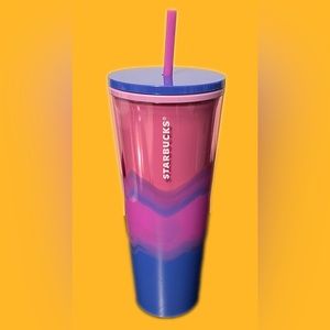Starbucks Summer 2021 Pink Purple Blue Color Wave 24 OZ Cold Cup Tumbler NWOT